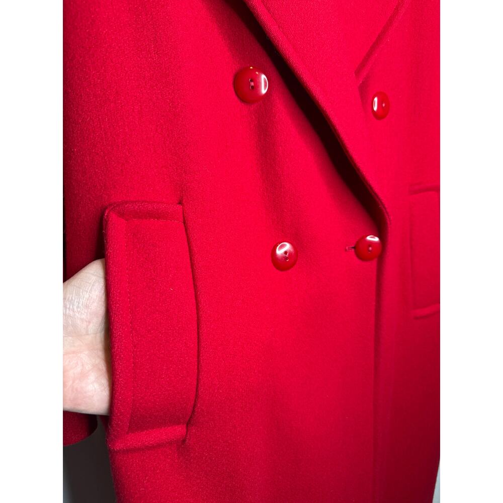 1980s Casual Corner Red Wool Long Coat Made in USA medium - Large - Picture 9 of 16